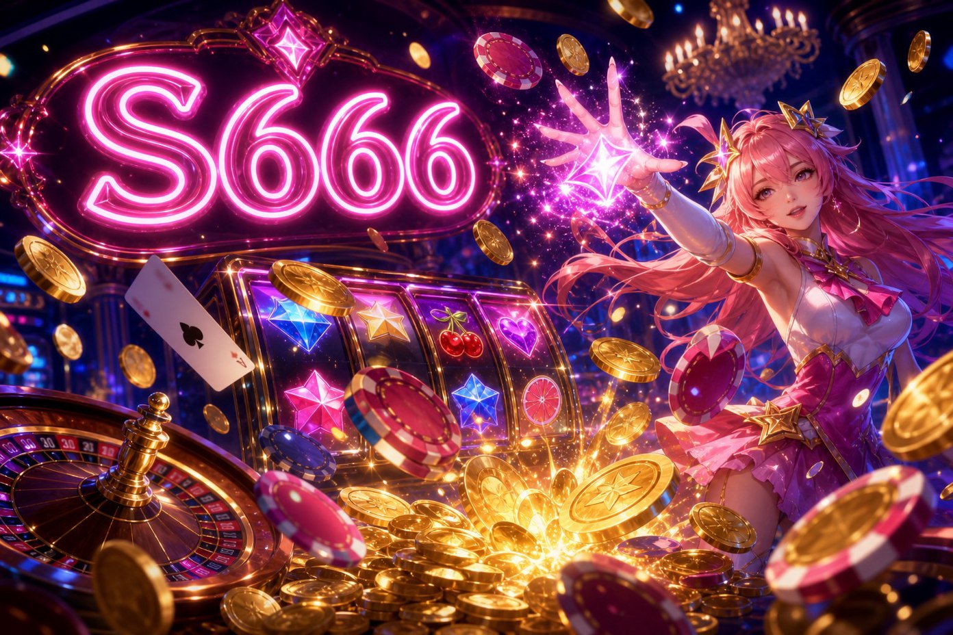 Ảnh bìa game Mega Ace trên nền tảng S666 với giao diện nổ hũ rực rỡ