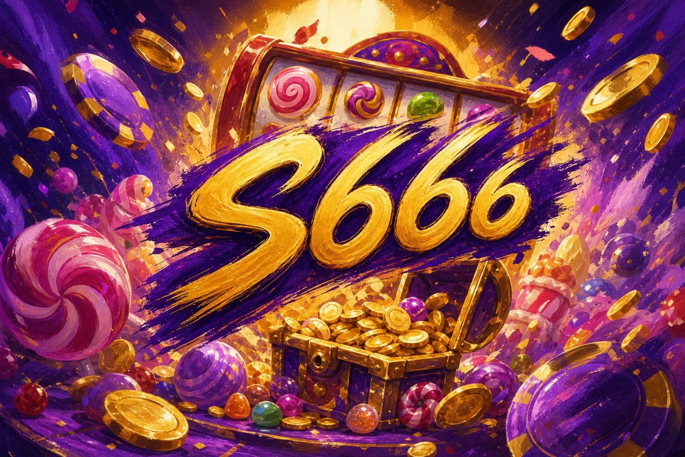 Ảnh bìa game S666FG2 Fortune Gems 2 với kho báu và quà tân thủ
